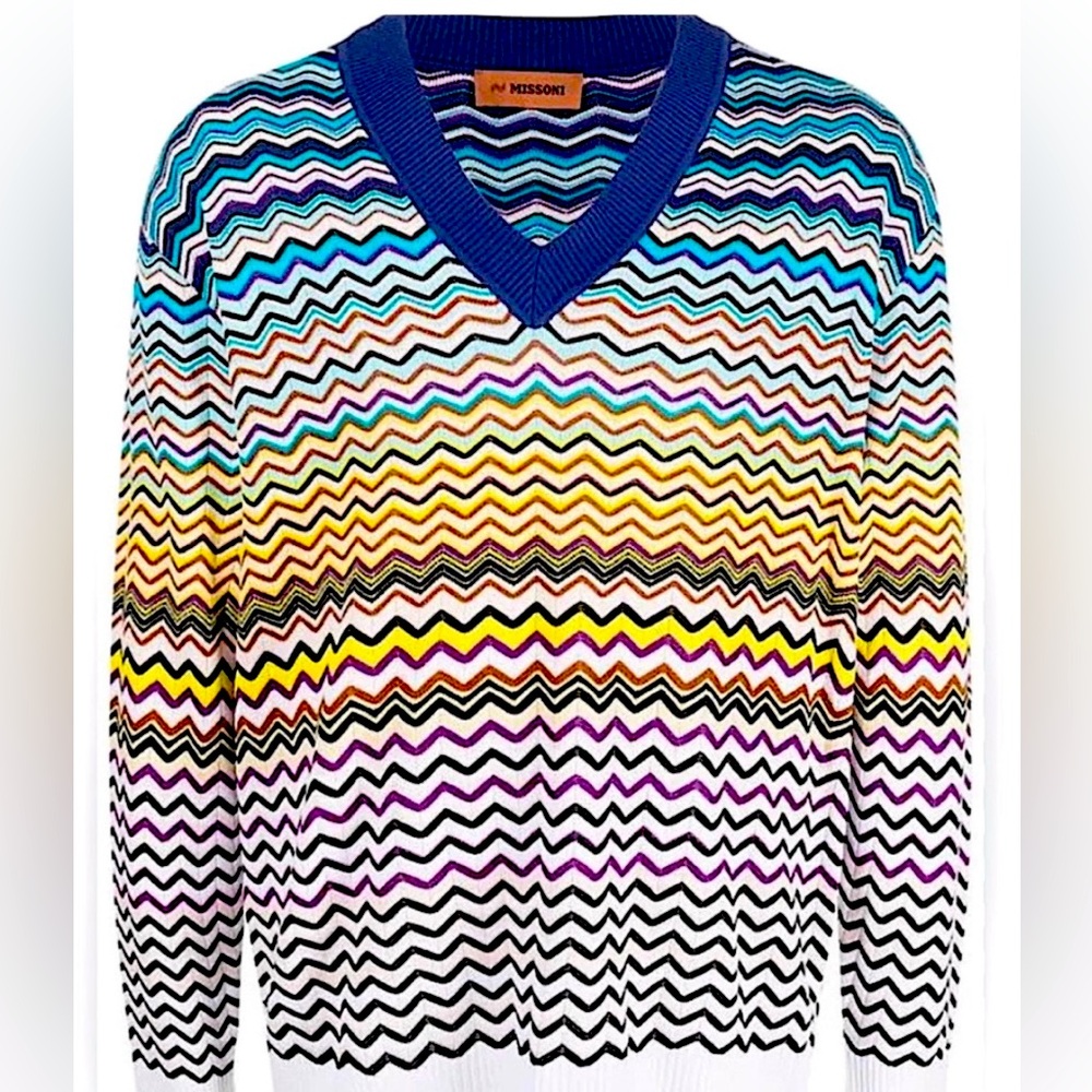 Missoni striped V-neck jumper for unisex fit size 52 runs oversized
